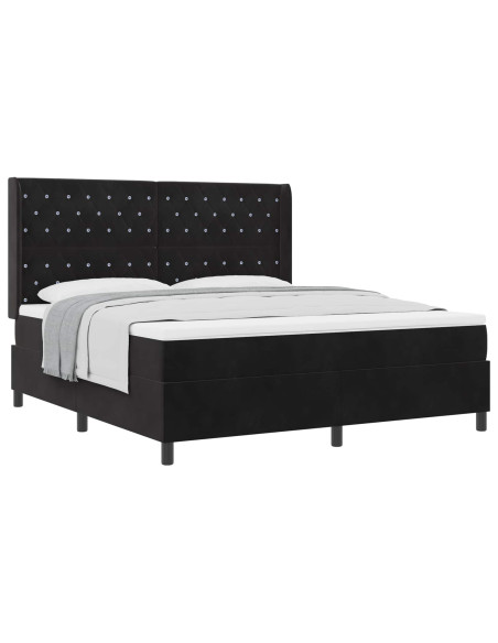 Letto a molle con materasso Nero 180 x 200 cm Velluto