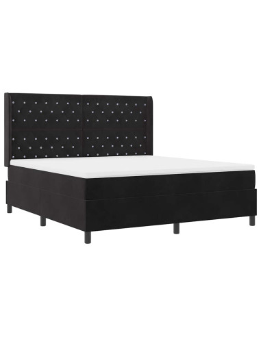 Letto a molle con materasso Nero 180 x 200 cm Velluto