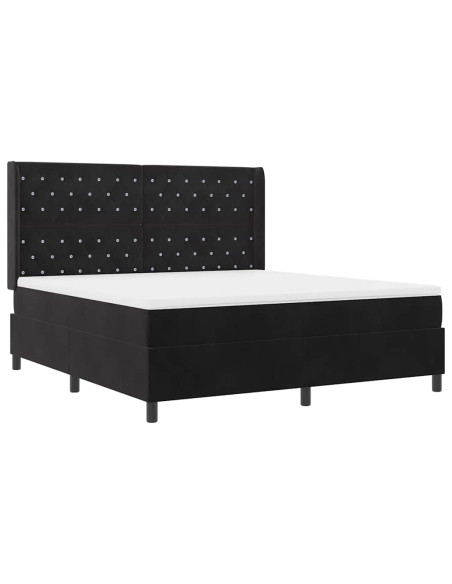 Letto a molle con materasso Nero 180 x 200 cm Velluto