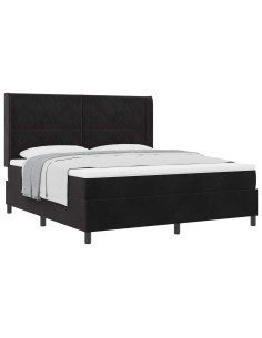 Letto a molle con testiera Nero 180 x 200 cm Velluto 2