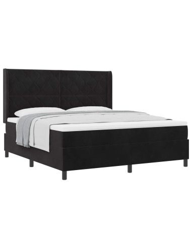 Letto a molle con testiera Nero 180 x 200 cm Velluto