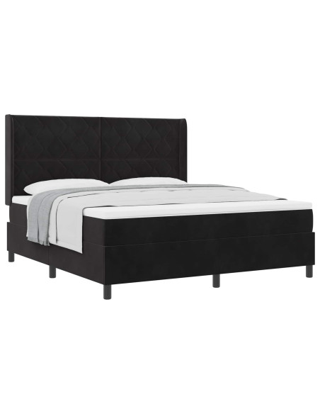 Letto a molle con testiera Nero 180 x 200 cm Velluto