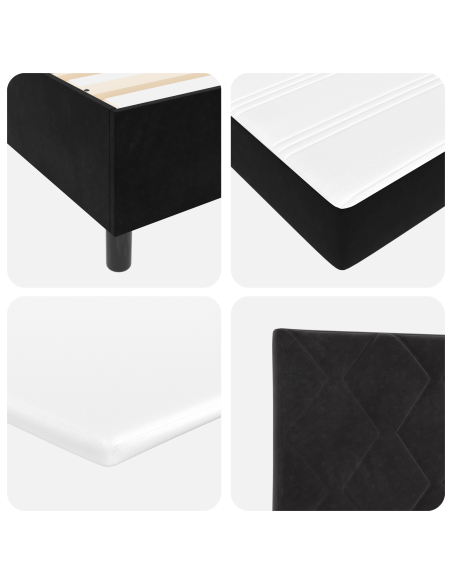 Letto a molle con materasso Nero 90 x 190 cm Velluto