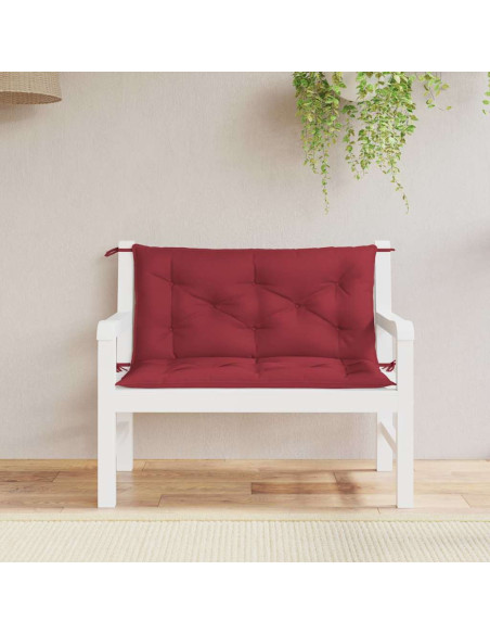 Cuscini per Panca 2 pz Rosso Vino 100x50x7cm in Tessuto Oxford