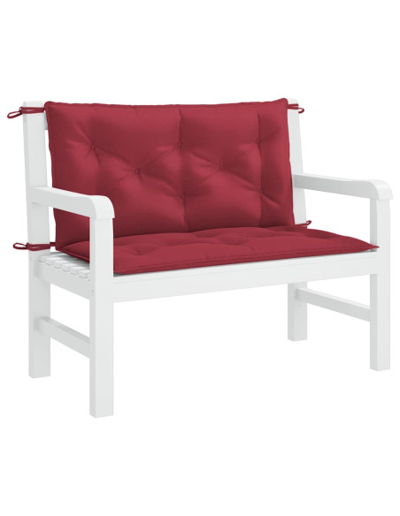 Cuscini per Panca 2 pz Rosso Vino 100x50x7cm in Tessuto Oxford