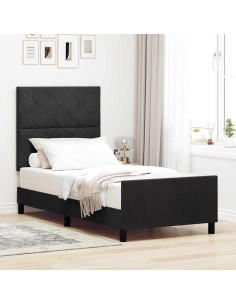 Letto a molle con testiera Nero 90 x 200 cm Velluto