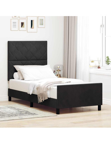 Letto a molle con testiera Nero 90 x 200 cm Velluto