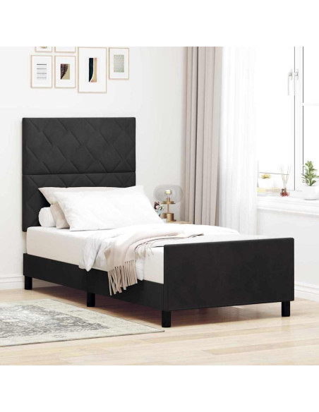 Letto a molle con testiera Nero 90 x 200 cm Velluto