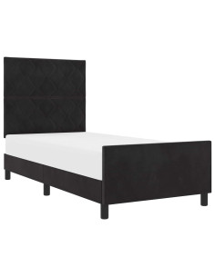 Letto a molle con testiera Nero 90 x 200 cm Velluto 2