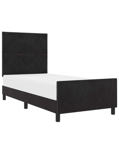 Letto a molle con testiera Nero 90 x 200 cm Velluto