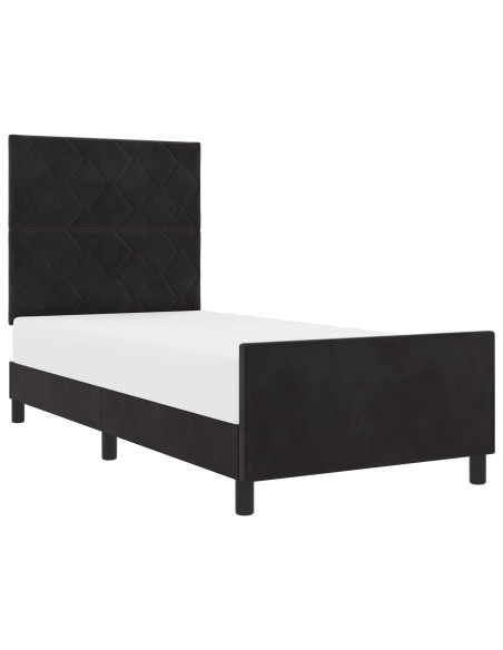 Letto a molle con testiera Nero 90 x 200 cm Velluto