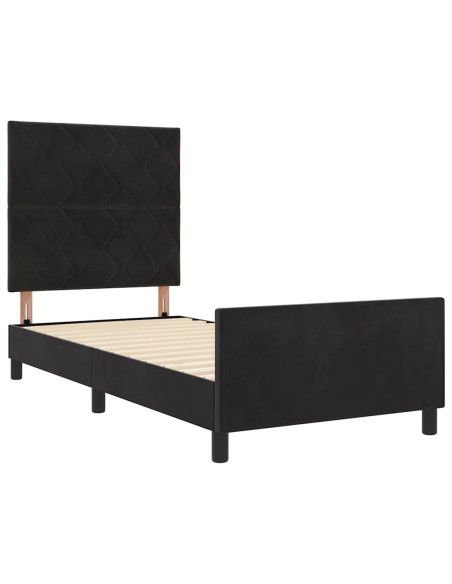 Letto a molle con testiera Nero 90 x 200 cm Velluto
