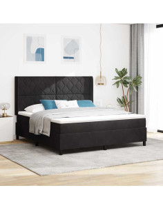 Letto a molle con strisce LED Nero 180 x 200 cm Velluto