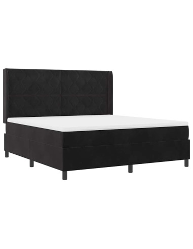 Letto a molle con strisce LED Nero 180 x 200 cm Velluto
