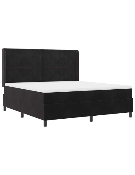 Letto a molle con strisce LED Nero 180 x 200 cm Velluto