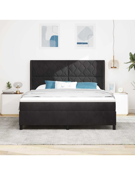 Letto a molle con strisce LED Nero 180 x 200 cm Velluto