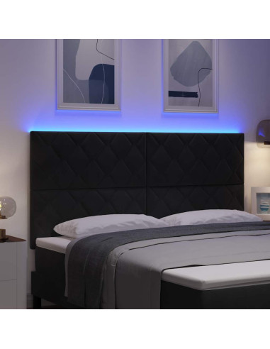 Testiera LED Nero 180 cm Velluto