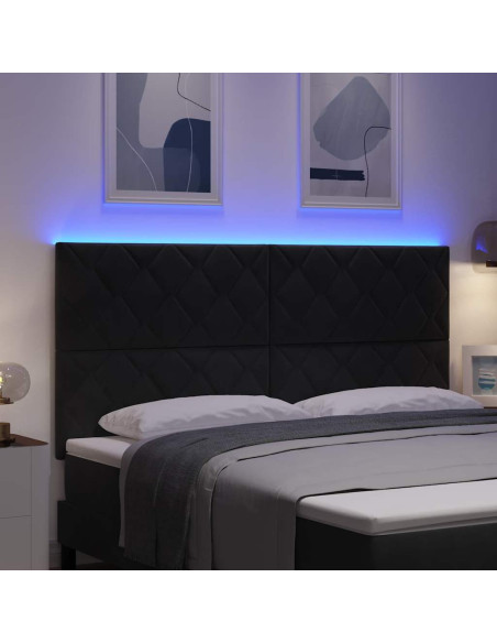 Testiera LED Nero 180 cm Velluto