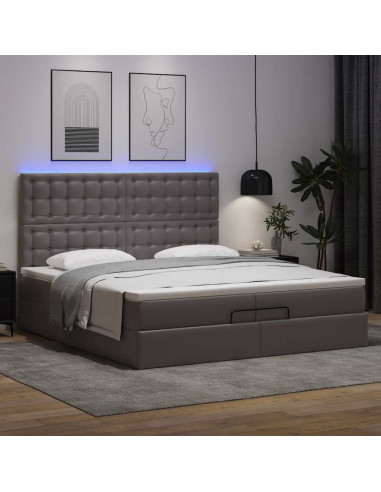 Struttura Letto Pouf con Materassi Grigio 200x200 cm Similpelle