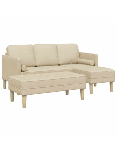 Set di divani con cuscino 2 pcs Crema Poliestere 2