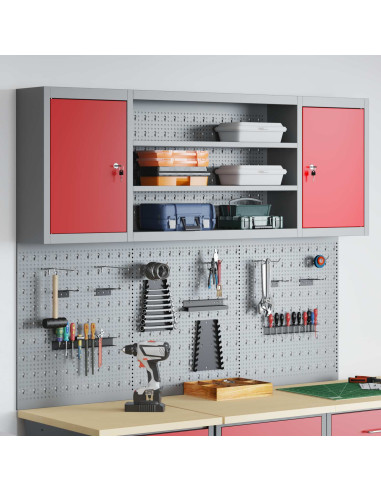 Set di armadi per attrezzi con lo scaffale 4 pz Rosso