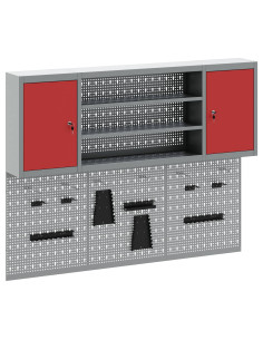 Set di armadi per attrezzi con lo scaffale 4 pz Rosso 2