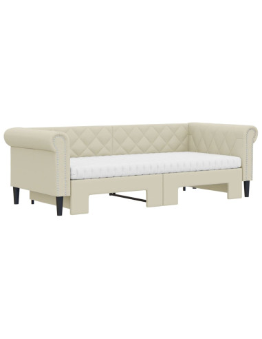 Divano Letto Estraibile con Materassi Crema 90x200cm Similpelle