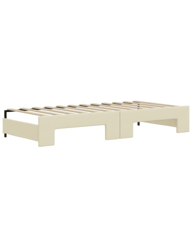 Divano Letto Estraibile con Materassi Crema 90x200cm Similpelle