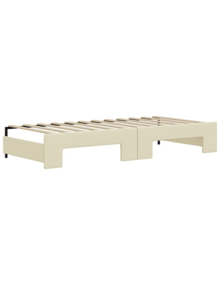 Divano Letto Estraibile con Materassi Crema 90x200cm Similpelle