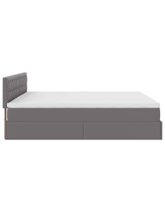 Struttura Letto Pouf con Materassi Grigio 200x200 cm Similpelle