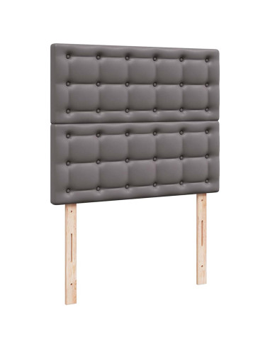 Struttura Letto Pouf con Materasso Grigio 120x190 cm Similpelle
