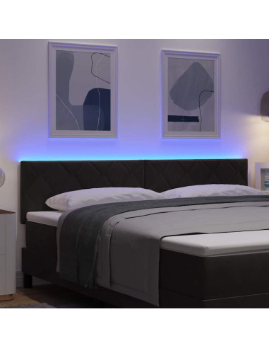 Testiera LED Nero 180 cm Velluto