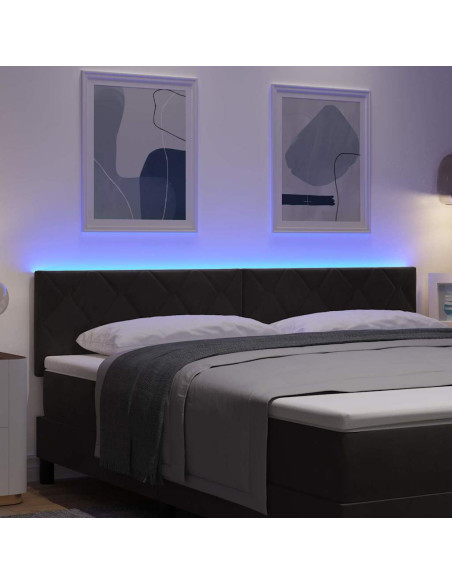 Testiera LED Nero 180 cm Velluto