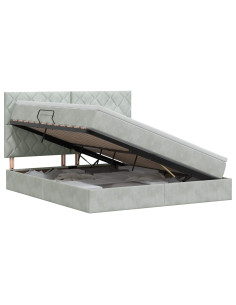 Letto con contenitore e materasso Grigio Chiaro 180 x 200 cm 2