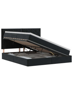 Letto con contenitore e materasso Nero 180 x 200 cm Velluto 2