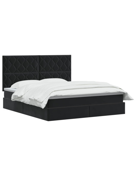 Letto con contenitore LED e materasso Nero 180 x 200 cm Velluto