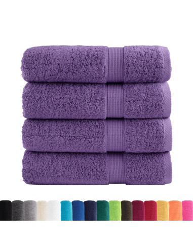 Asciugamani Premium SOLUND 4 pz Viola 50x100 cm 600 g/m²