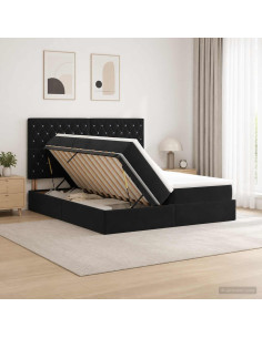 Letto con Contenitore con testiera Nero 200 x 200 cm Velluto