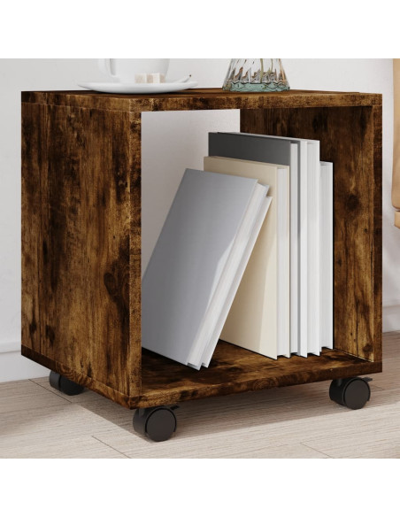 Mobiletto con Ruote Rovere Fumo 37x33x42,5 cm in Truciolato