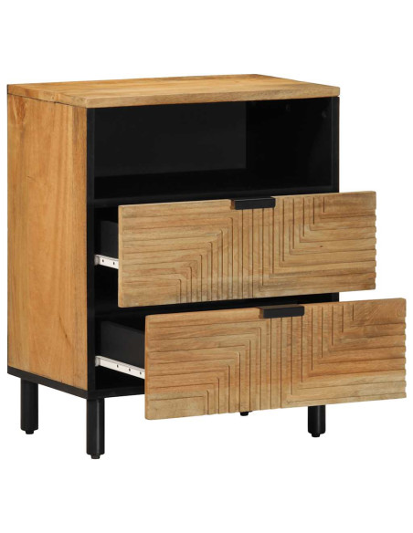 Comodino Marrone 50x33x60 cm in Legno Massello di Mango