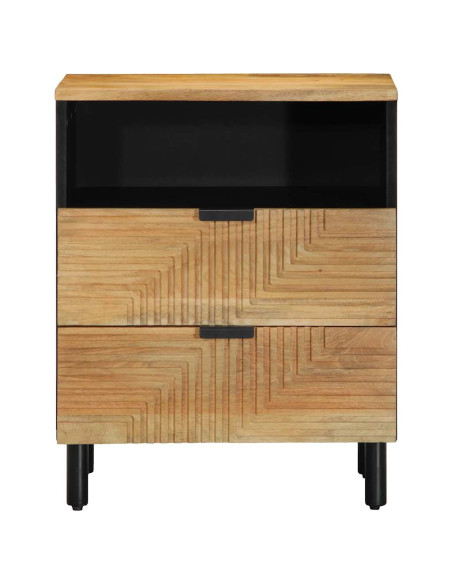Comodino Marrone 50x33x60 cm in Legno Massello di Mango