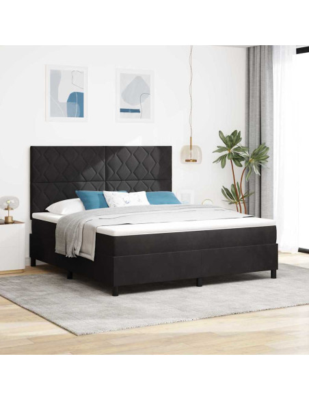 Letto a Sorgente LED con testiera Nero 180 x 200 cm Velluto