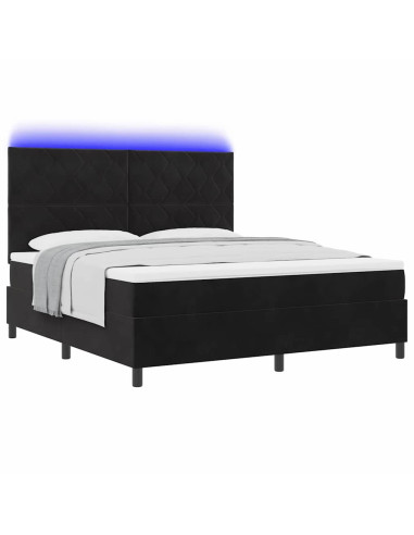 Letto a Sorgente LED con testiera Nero 180 x 200 cm Velluto