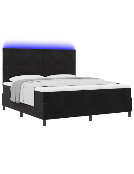Letto a Sorgente LED con testiera Nero 180 x 200 cm Velluto
