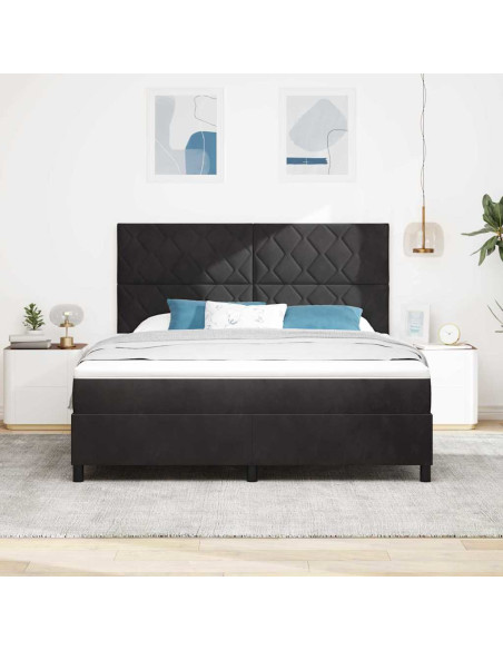 Letto a Sorgente LED con testiera Nero 180 x 200 cm Velluto