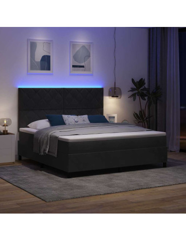 Letto a Sorgente LED con testiera Nero 180 x 200 cm Velluto