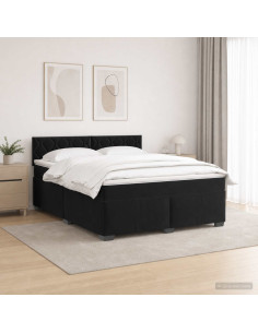 Letto con Box Spring, Materasso e LED Nero 180 x 200 cm Velluto