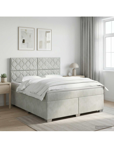 Letto box spring con materasso Grigio Chiaro 180 x 200 cm