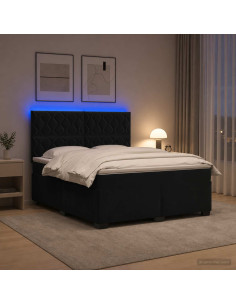 Letto box spring con materasso Nero 180 x 200 cm Velluto