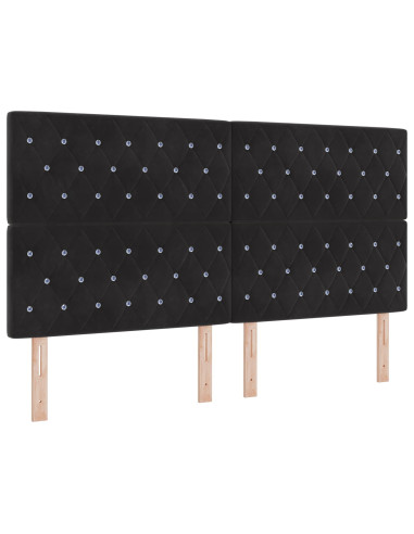 Letto ottomano con materasso Nero 180 x 200 cm Velluto